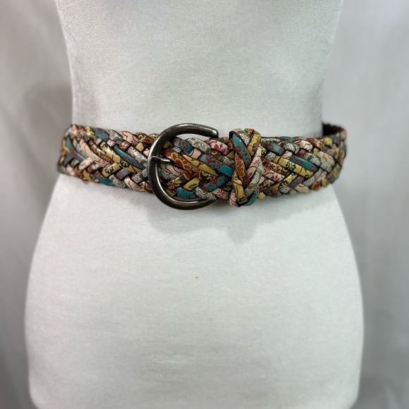 FOSSIL Screenprint Bright Braid Multicolor Belt Women's 44” Long Boho Hippie Y2K - Picture 2 of 7